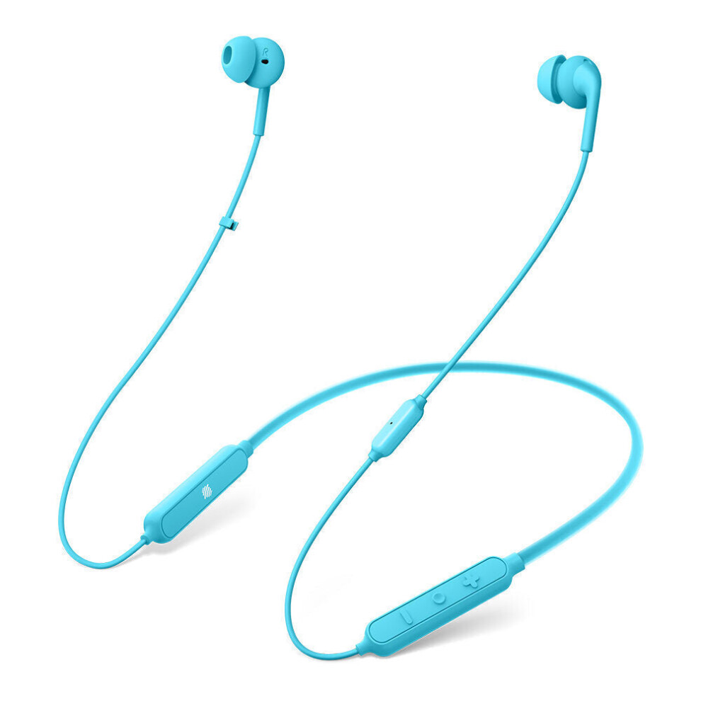 (Blue) Wireless Tooth V5.0 Earphones Wave Neckband Headphones Stereo Noise Reduction Ipx5 Waterproof Sports Headset With Mic Blue 6112212053997