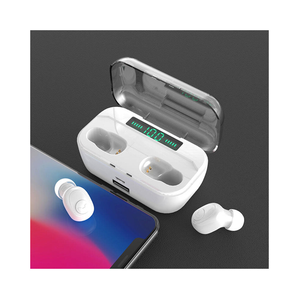 (White) [Bluetooth 5.0] Tws Earphone Ipx7 Waterproof Hi-Fi Binaural Call Headphone Sport Handsfree Earbuds White 6112211951508