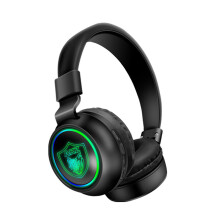 (Black) Gaming Headphone bluetooth Headset BT5.0 Colorful Lights Long Lasting Life Headphone with Mic