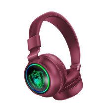 (Red) Gaming Headphone bluetooth Headset BT5.0 Colorful Lights Long Lasting Life Headphone with Mic