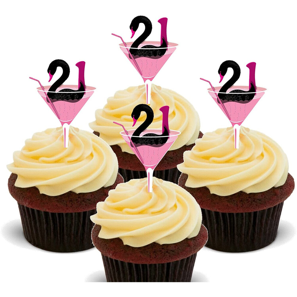 Made4You 21st Birthday Girl, Edible Cupcake Toppers - Stand-up Wafer Cake Decorations (Pack of 24)