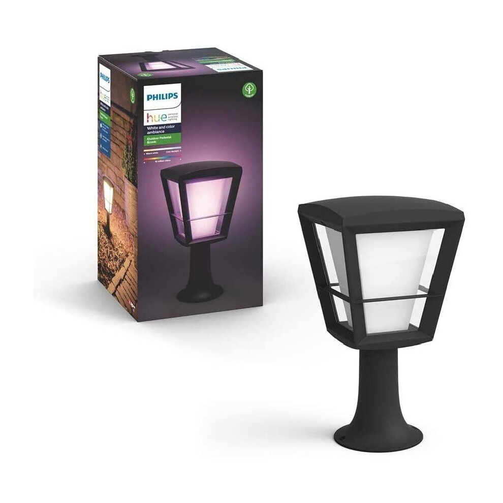 Philips Hue Econic And Colour Ambiance Led Smart Garden Pedestal [Standing Lantern], Works With Alexa, Google Assistant And Apple Homekit White