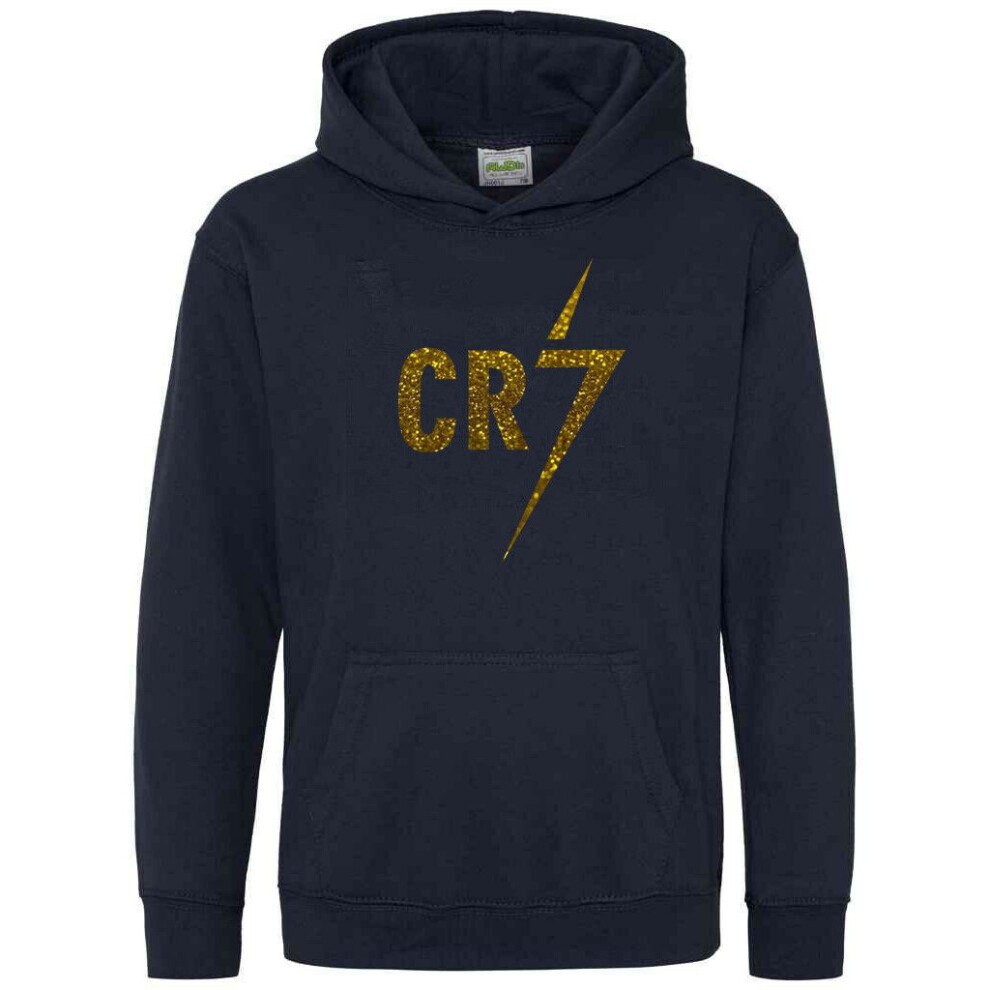 (French Navy, 5-6 Years) Hoodie Boys Ronaldo Football Gift Kids GlitterGold