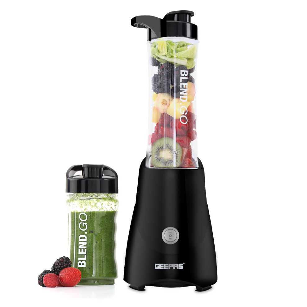 Geepas 300W Personal Blender Smoothie Milkshake Maker Mini Travel Blender for Protein Shakes Portable BPA Free Tritan Sports Blending Bottles