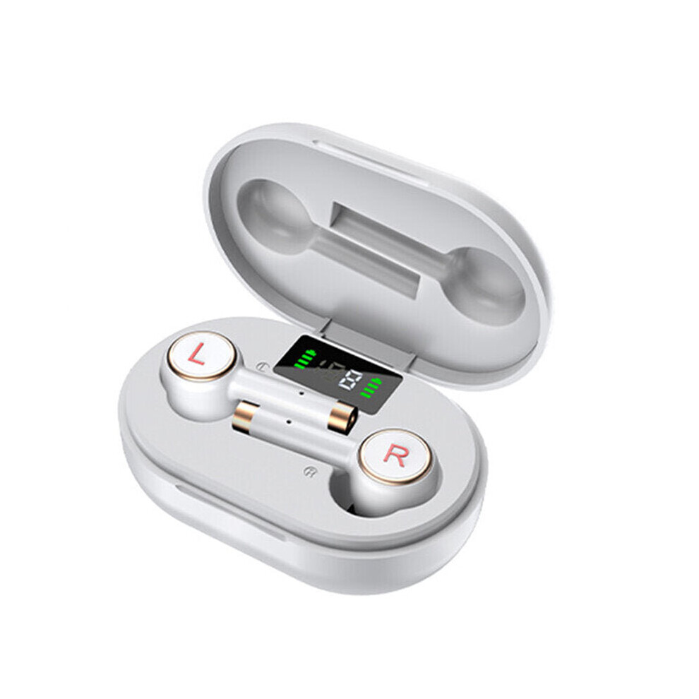 (White) Tws Wireless Earbuds Bluetooth 5.0 Earphones Hifi Stereo Led Display Sports Headset Headphone With Mic White 6112212048801
