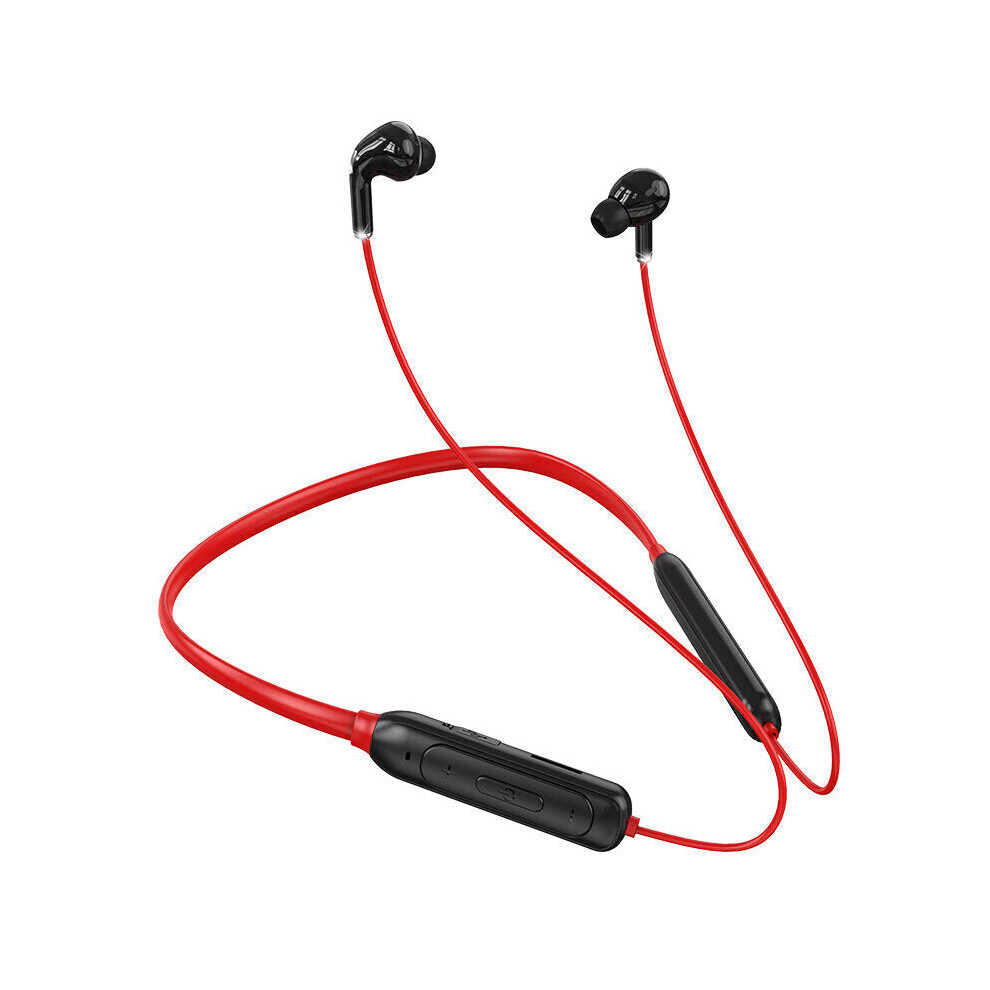 (Black & Red) Bluetooth 5.1 Earphone Hifi Stereo Bass Noise Reduction Headphones Tf Card Sweatproof Neckband In-Ear Sports Headset With Mic Black,Red 6112212054352