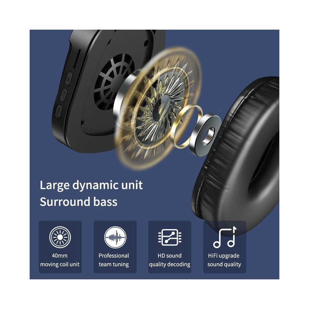 Bluetooth 5.0 Wireless Hifi Surroud Sound Earphone Headphone Music Headset Support Tf Card Fm 6112212041857