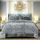 (Grey, King) 3PCs Luxury Teddy Fleece Quilted Modern Bedspread 1