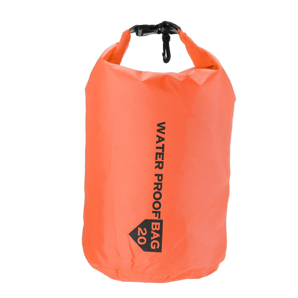 (Orange, 20L) Waterproof Storage Bag For Kayak Canoeing Camping Travel