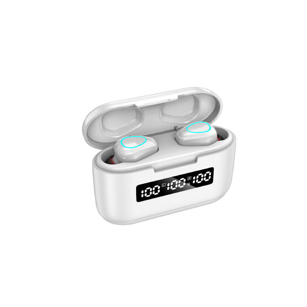 (White) Tws Bluetooth 5.1 Earphones Mini Touch Control 9D Hifi Stereo Sports Dual-Mic Earbuds With 3500Mah Charging Box White 6112212054291