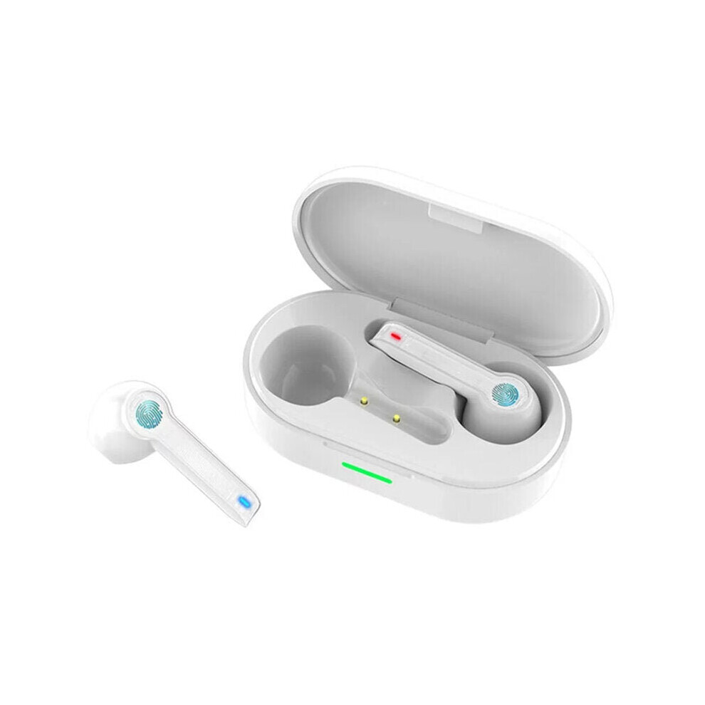(White) Tws Earphone Wireless Bluetooth V5.0 Headset Hifi Stereo Noise Reduction Smart Touch Ipx7 Waterproof Earbuds With Mic White 6112212053386