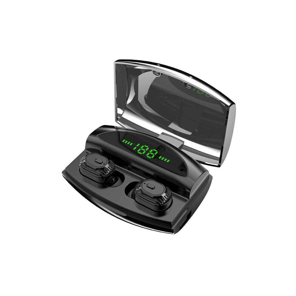 (Black) Tws Bluetooth 5.0 Earphone 8D Stereo Hifi Graphene Dynamic 1800Mah Power Bank Dual Noise Cancelling Mic Headphone Black 6112211951188