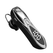 (Blue) Single Power Display Stereo bass Wireless Car Business Handsfree bluetooth Headset Earphone with Microphone