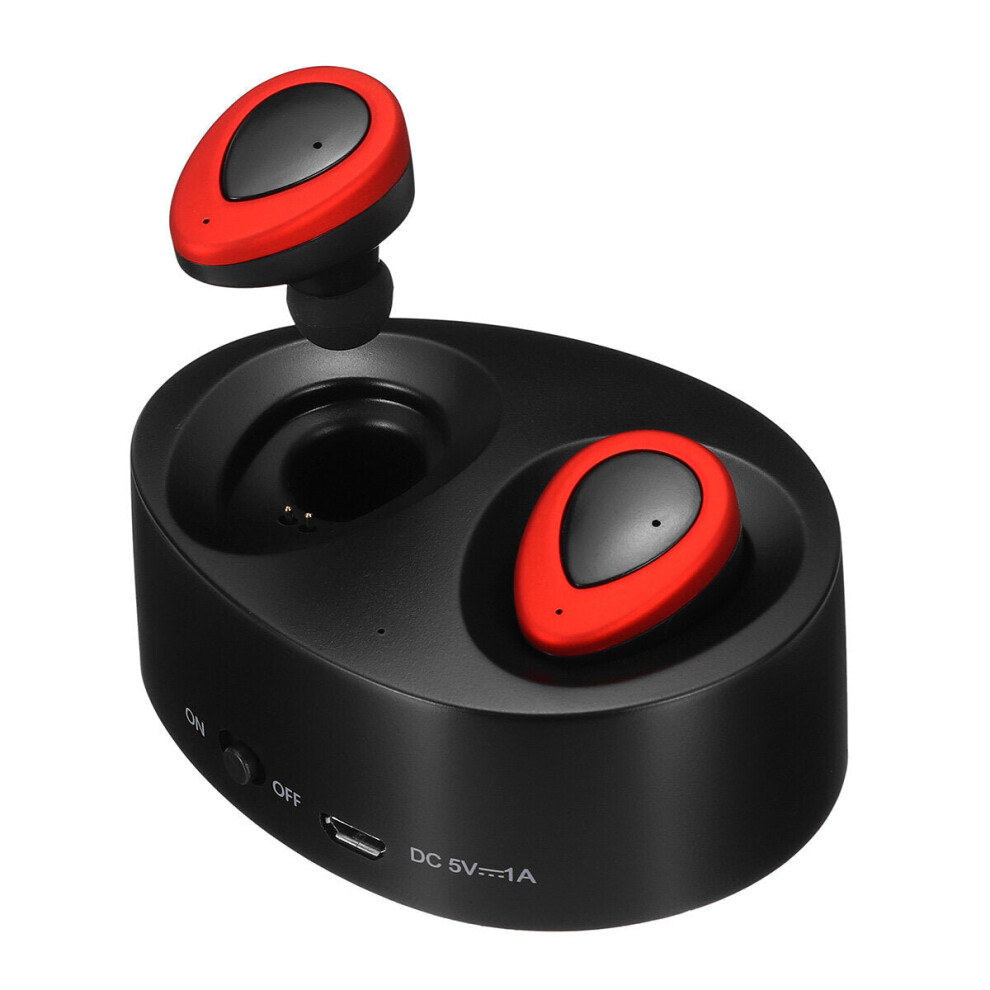 (Black & Red) Mini Bluetooth 5.0 Earphone True Wireless Stereo Ipx5 Waterproof Earbuds Tws Headset With Mic Black,Red 6112211951553