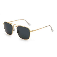 Retro Square Sunglasses Premium Glass Lens Flat Metal Eyewear Men Women