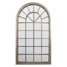 MirrorOutlet Large New Rustic Multi Panelled Arched Window Garden Outdoor Mirror 4ft3 x 2ft6, Silver