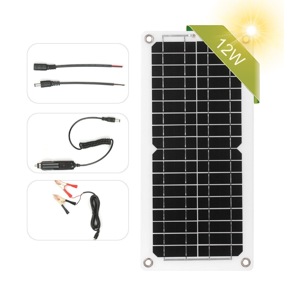 (Solar Panel) 12W 12V Solar Panel Kit USB Port Off Grid Monocrystalline Module