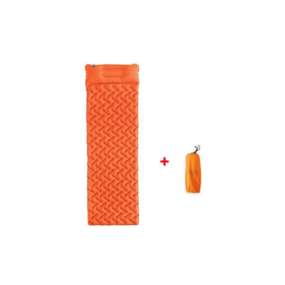 (Dark Orange) Waterproof Camping Mat Inflatable Mattress with Pillow in Tent for Travel Camping