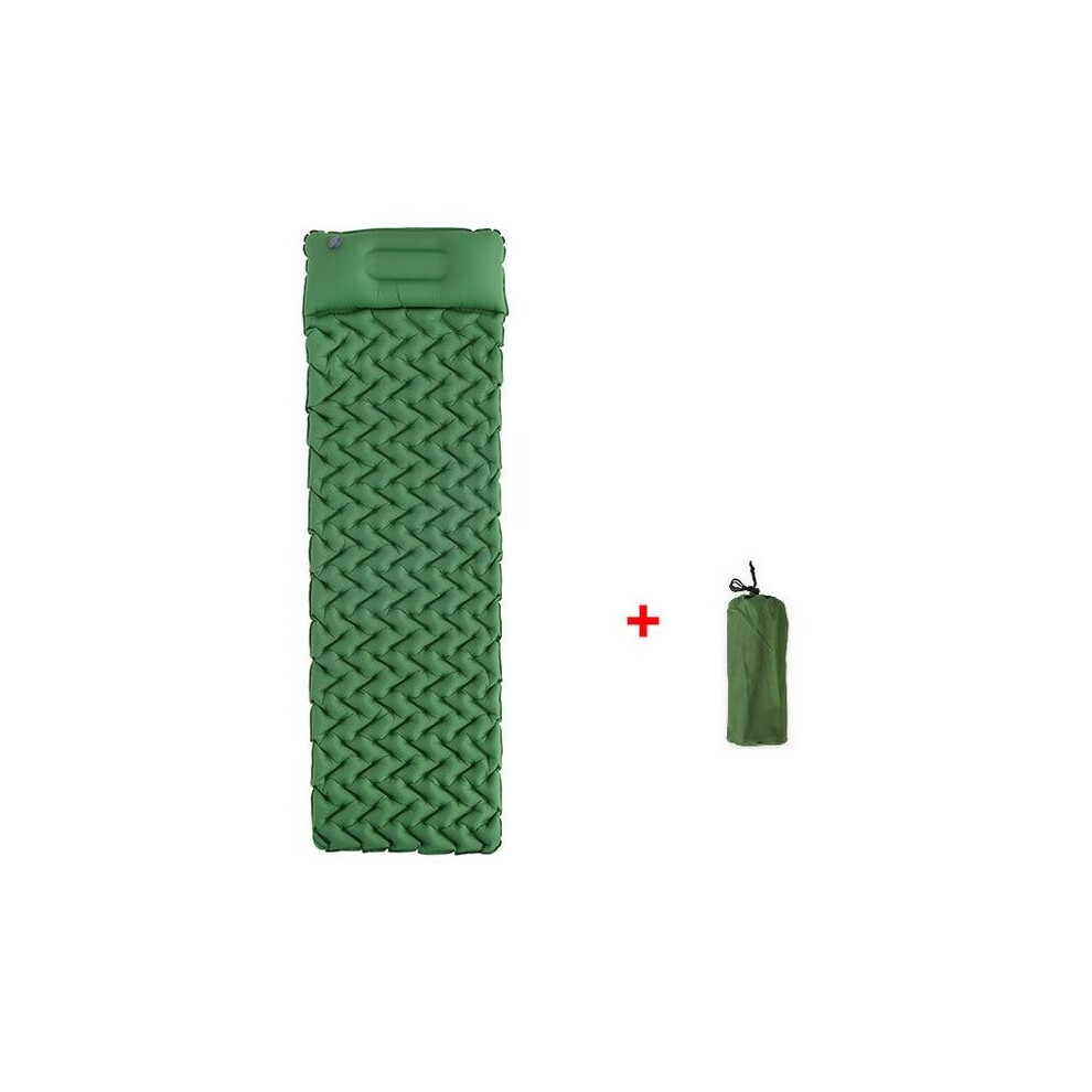 (Green) Waterproof Camping Mat Inflatable Mattress with Pillow in Tent for Travel Camping