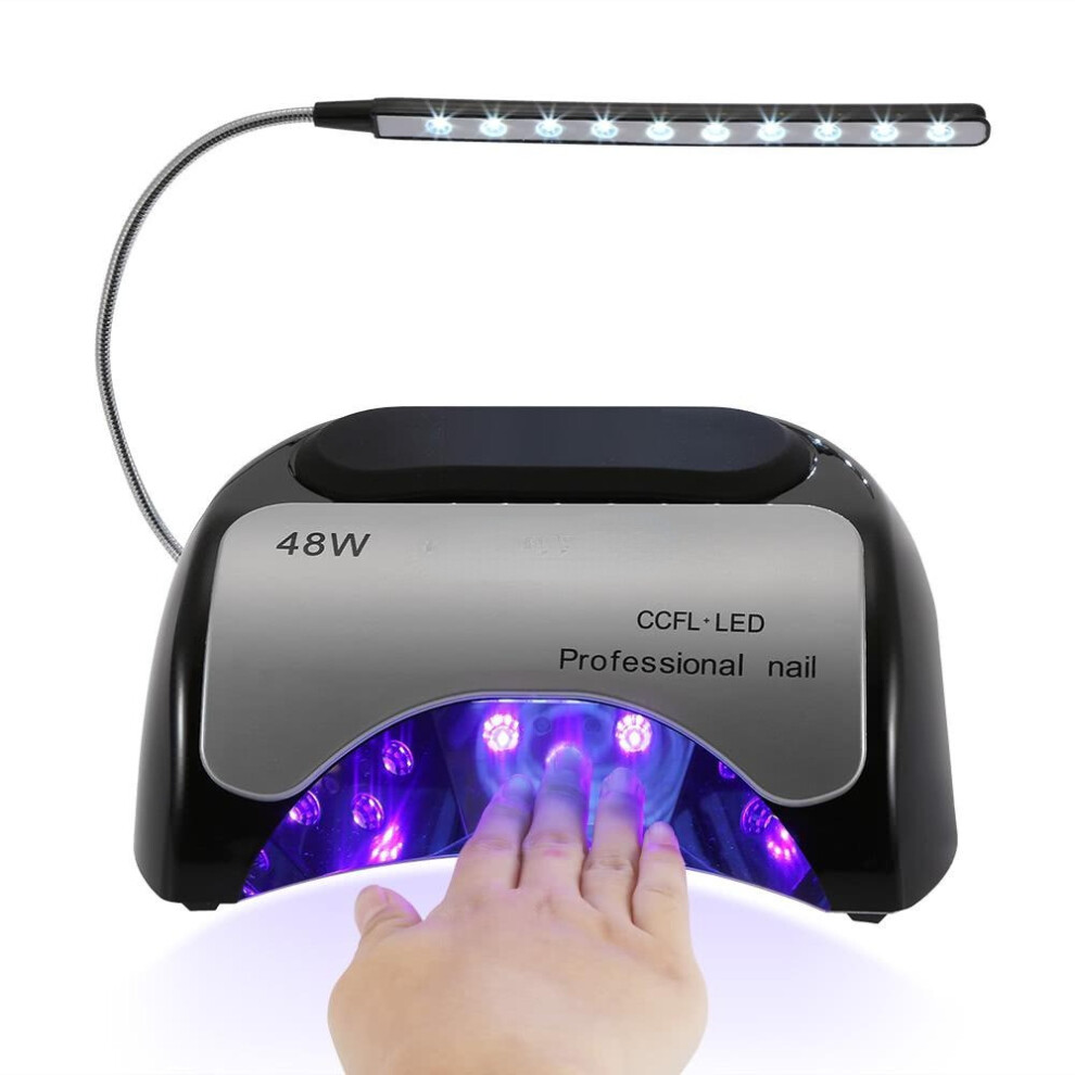 (Champagne  EU Plug) 48W LED + CCFL Nail Lamp Gel Dryer Curing Machine for Fingernail & Toenail