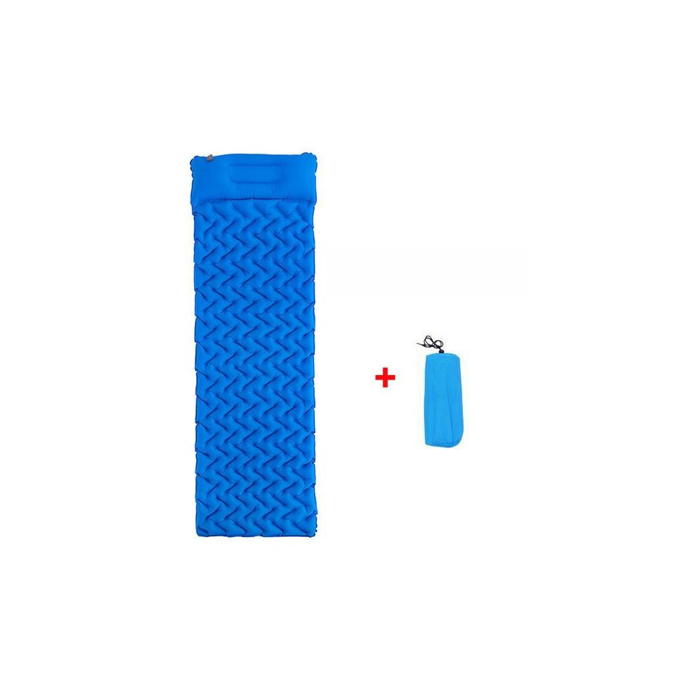 (Blue) Waterproof Camping Mat Inflatable Mattress with Pillow in Tent for Travel Camping