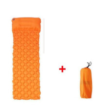 (Orange) Waterproof Camping Mat Inflatable Mattress with Pillow in Tent for Travel Camping