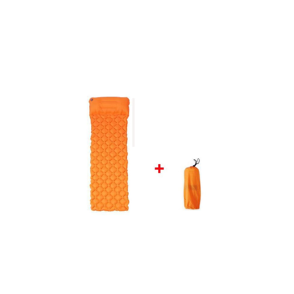 (Orange) Waterproof Camping Mat Inflatable Mattress with Pillow in Tent for Travel Camping