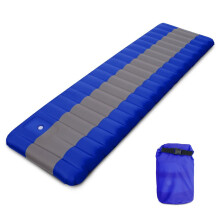 (Blue) Inflatable Camping Mat Air Sleeping Pad with Built-in Foot Pump Backpacking Hiking Traveling