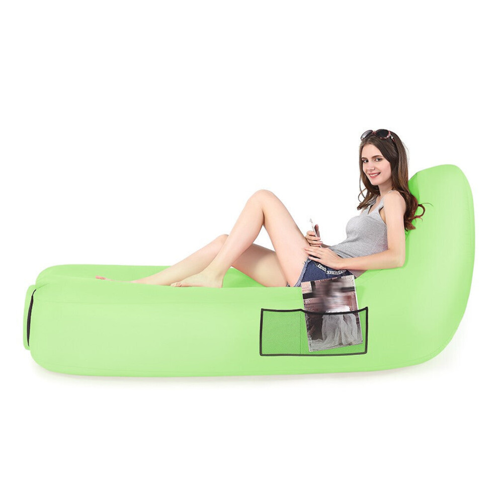 (Green) Portable Inflatable Lounger Sleeping Couch EU patent for Traveling Camping Beach Backyard