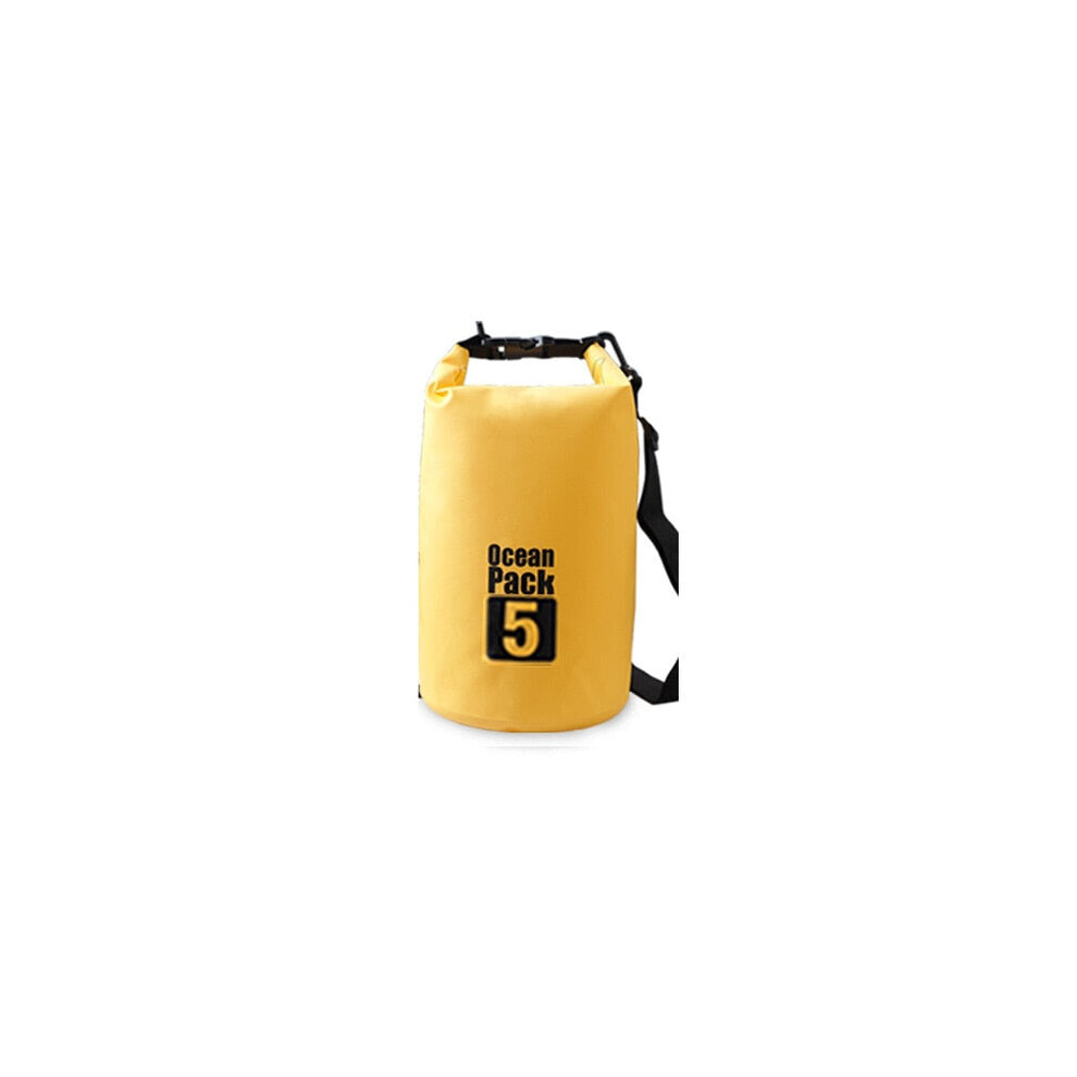 (Yellow, 5L) PVC Outdoor Diving Compression Swimming Dry Waterproof Bags Storage Bag For Unisex Rafting Kayak