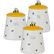 (Tea Coffee Sugar Set ) Ceramic Sweet Bee Stoneware Canister Storage Set