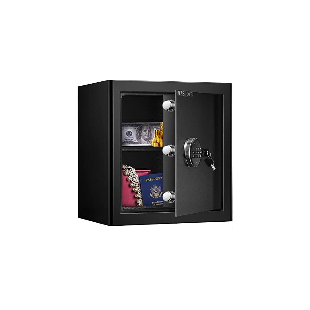 38.5L Security Safe Cash Box,Wasjoye Cabinet Safe With Double Digital Keypad Safety Key Lock For Home Business Office Hotel Money Document Jewelry 751433822188
