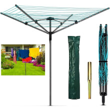 (Powder Coated , With Spikes & Cover ) 50M Rotary Aluminum & Powder-Coated 4 Arm Airer