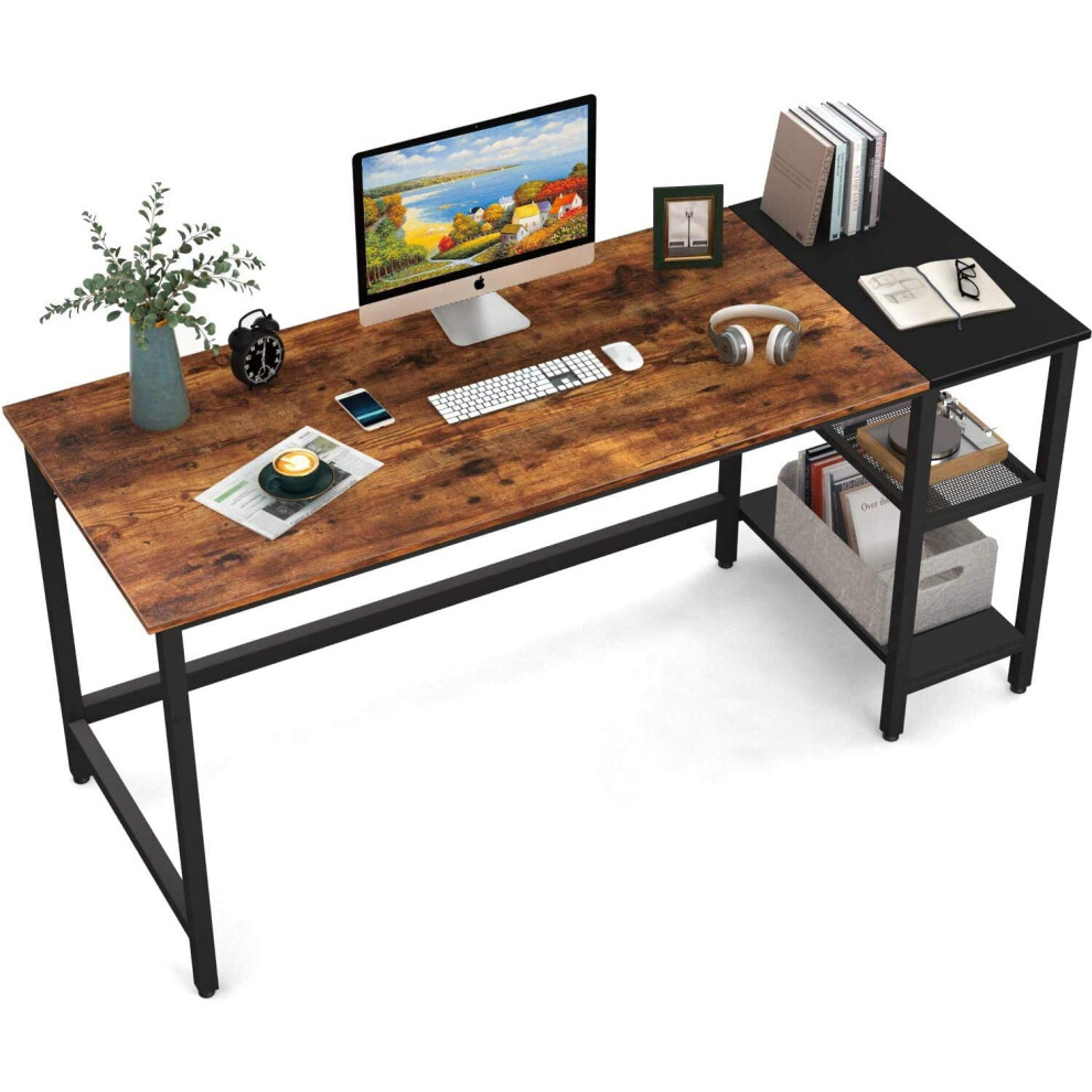 HOMIDEC Office Desk, Computer Desk With Bookshelf PC Study Writing Desk for Home Working with Storage Shelves, Desks & Workstations for Home Office-image-OPC-P8ZYKZH-NEW