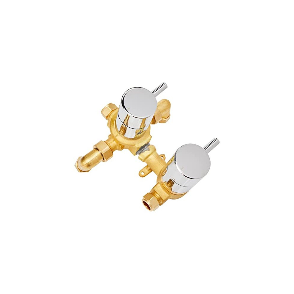 Bristan Prism Recessed Thermostatic Dual Control Shower Mixer Valve with Integral Two Outlet Diverter, Temperature Control Shower System for All
