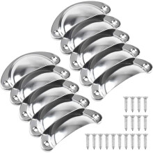 10 Pack Drawer Handles, Chrome Cabinet Handles, Iron Shell Pull Cupboard Door Handles, Cup Handles with Screws, Pull Knobs for Kitchen