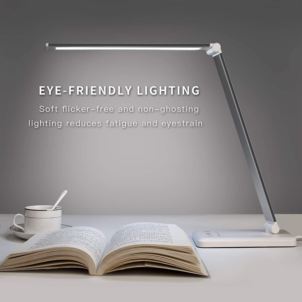 Desk lamp,Eye-CaringTable Lamp,Dimmable Bedside lamp with USB Charging Port, 5 Modes x 10 Brightness Levels,Touch Control, Auto Timer 30 / 60min for