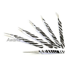 Eyelash Tweezers 6 Pieces Set Eyelash Extension Tools Kit,Stainless Steel Tweezers Kit with Bag