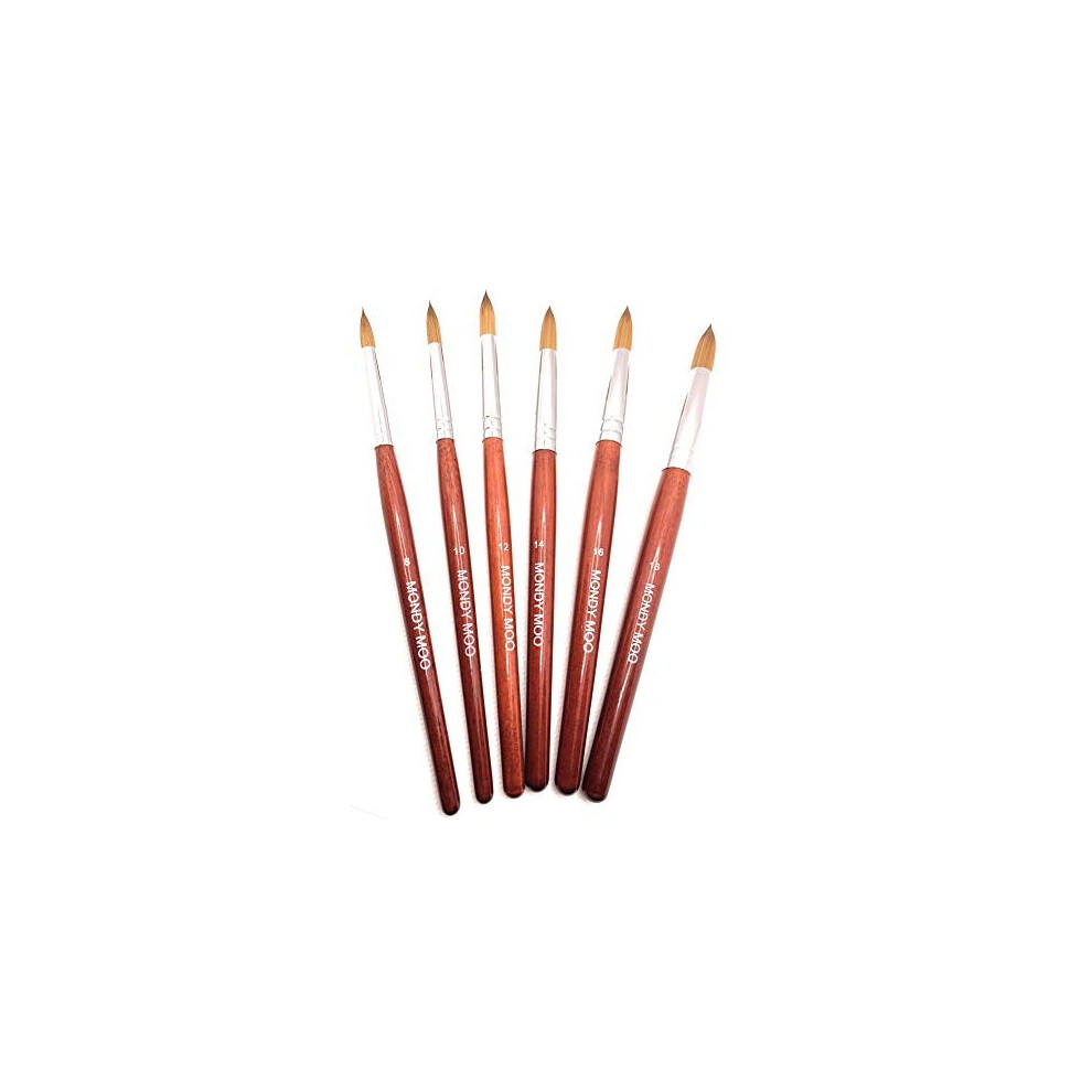 Kolinsky Sable Acrylic Nail Brush by Mondy Moo - Rosewood Pen Gel Nail Art Manicure Painting Tool (14#)
