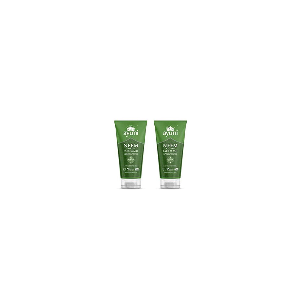 Ayumi Neem & Tea Tree Face Wash. Vegan, Cruelty-Free, Dermatologically-Tested, 2 x 150ml