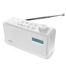 DAB/DAB Digital+ & FM Radio, Portable Mains and Battery Powered DAB Radios Rechargeable Digital Radio with USB Charging - White