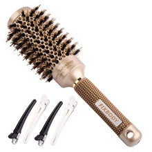 FIXBODY Round Barrel Nano Thermal Ceramic Coating & Ionic Tech Hair Brush with Boar Bristles, for Hair Blow Drying, Styling, Curling, Straightening(3