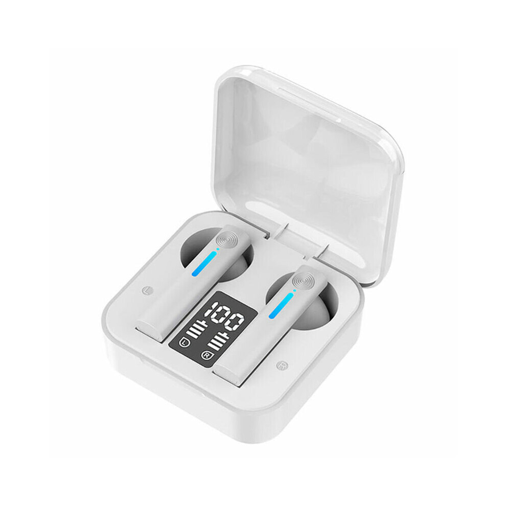 (White) Tws Bluetooth 5.0 Earphone Touch Deep Bass Earbuds Headset Led Digital Indicator Headphones With Mic White 6112212054376
