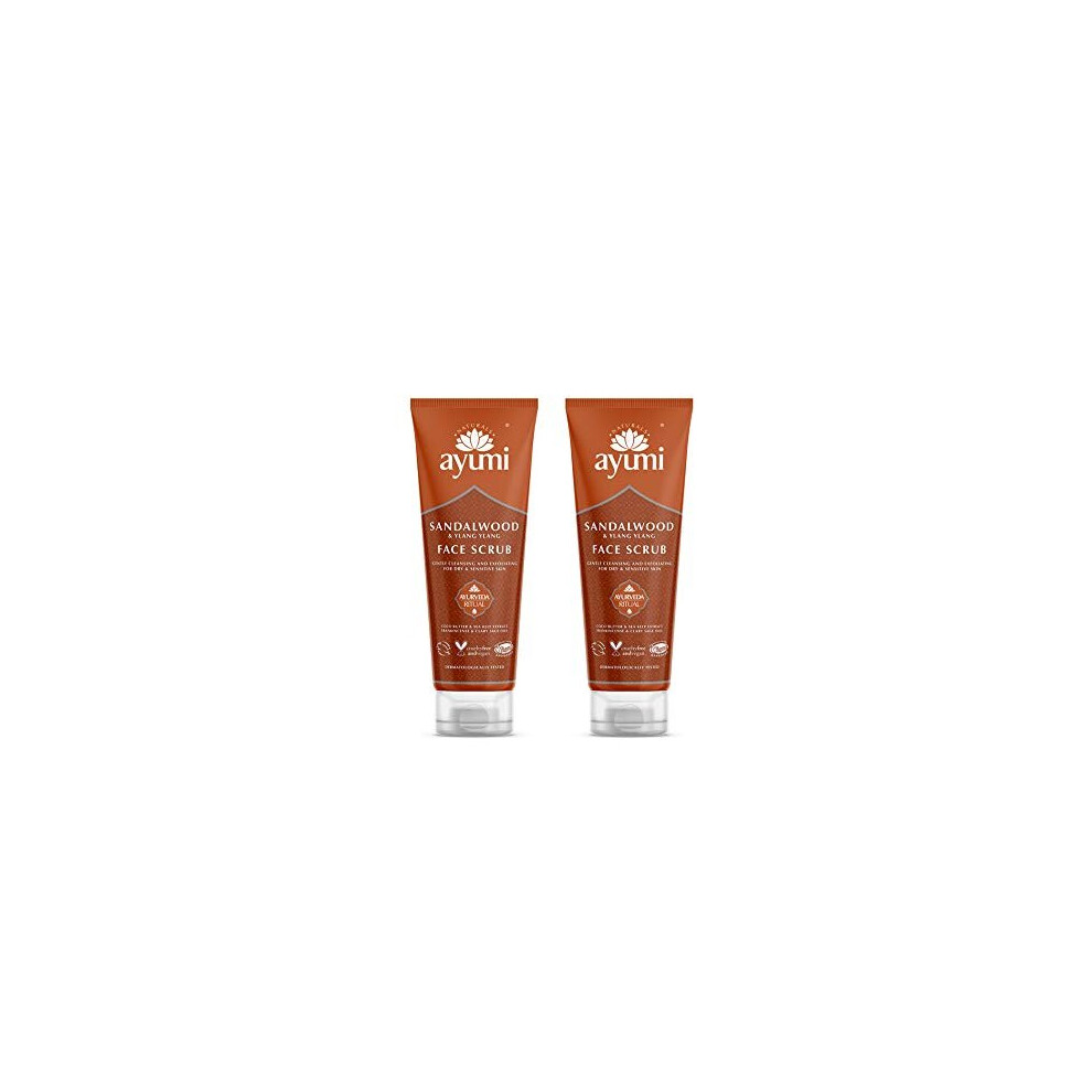 Ayumi Sandalwood & Ylang Ylang Face Scrub. Vegan, Cruelty-Free, Dermatologically-Tested, 2 x 125ml