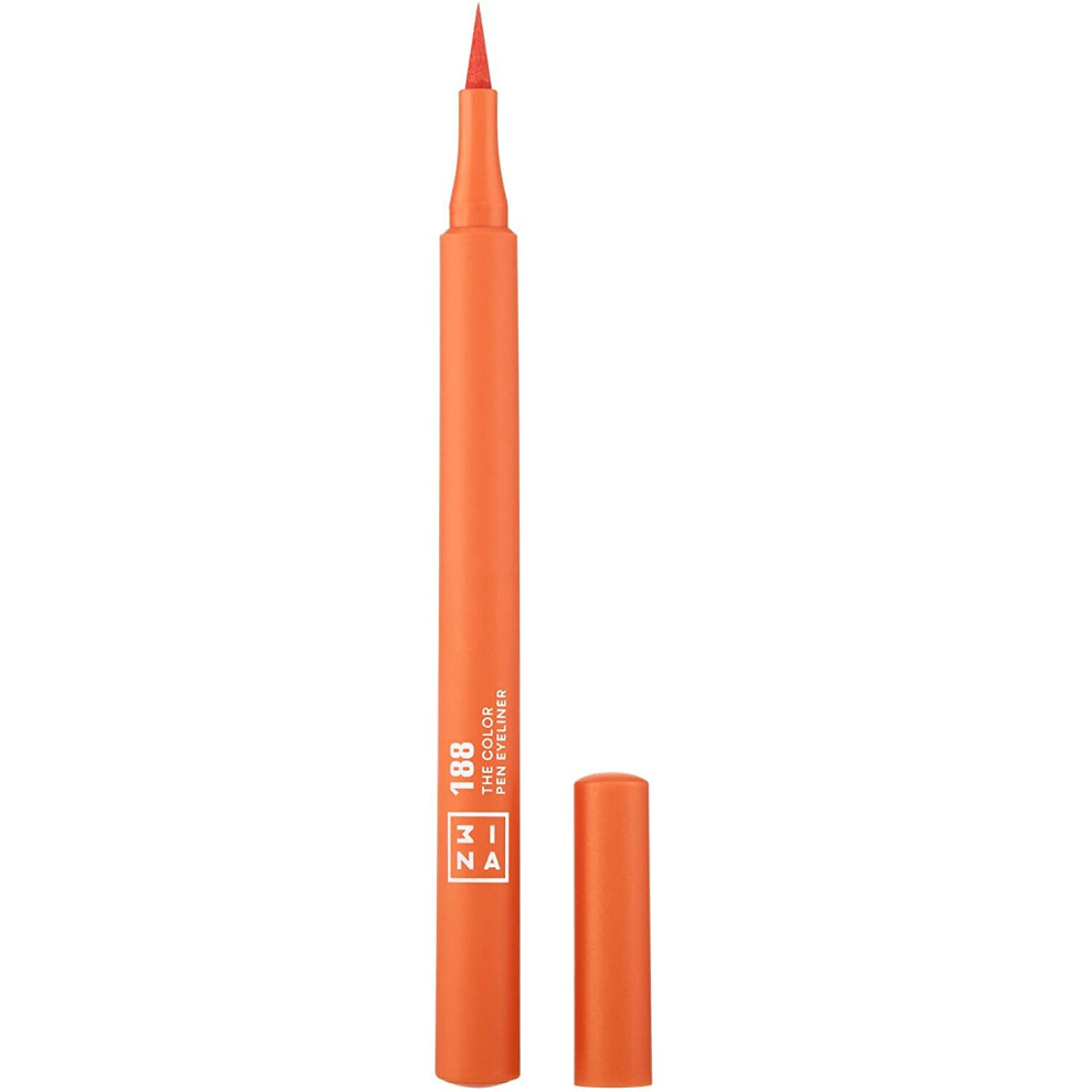 3Ina Orange Makeup - Vegan - Cruelty Free - The Color Pen Eyeliner 188 - Ultra Precise Tip Color Pen - Liquid Eyeliner With Longwearing Formula And