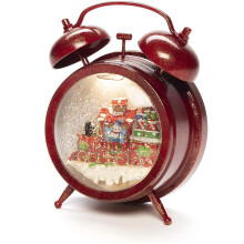Konstsmide Snow Globe Alarm Clock with Train Scene, Water Filled/Indoor (IP20)/Optional Eight Song Music/Battery Operated: 3xAA 1.5V (excl.)/Christmas