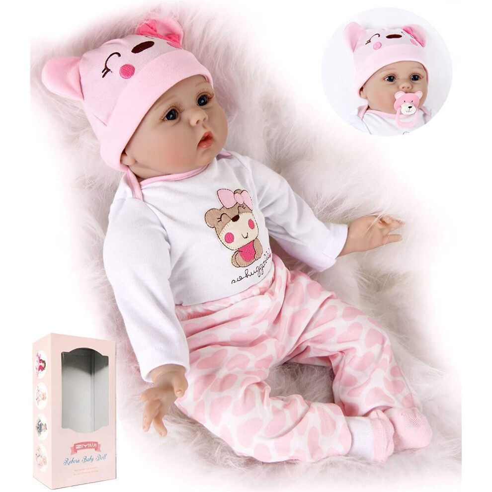 ZIYIUI 55cm / 22 "Reborn Doll female Doll Realistic Soft Silicone vinyl Baby Doll toy birthday Gift