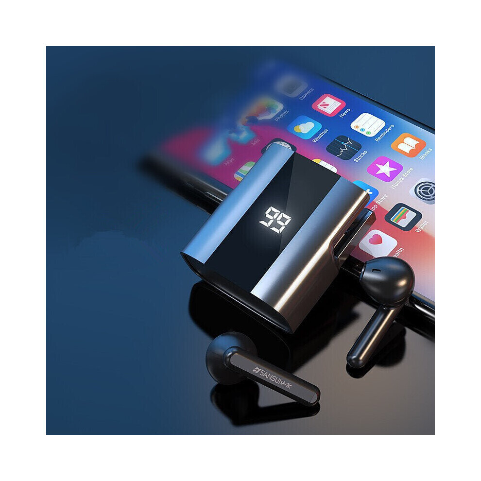 (Black) Tws Blutooth 5.0 Headsets Led Display Smart Touch Noise Reduction Earphones With Hd Mic Black 6112212047088