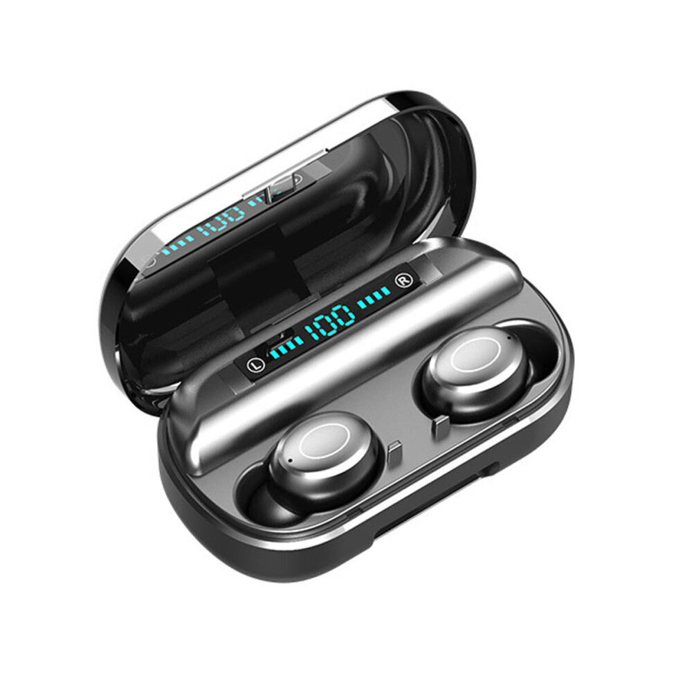 (Black) Tws Wireless Bluetooth 5.0 Earphone 4000Mah Led Battery Display Touch Control Ipx7 Waterproof 9D Surround Sound Headphones With Charging Case Black 6112212040454