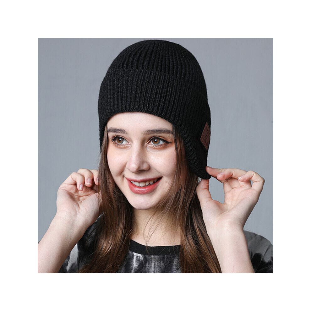 (Black) Ear-Covered Bluetooth Music Hat Headset Binaural Hifi Stereo Headphone Ca Speaker With Mic Black 6112212043141